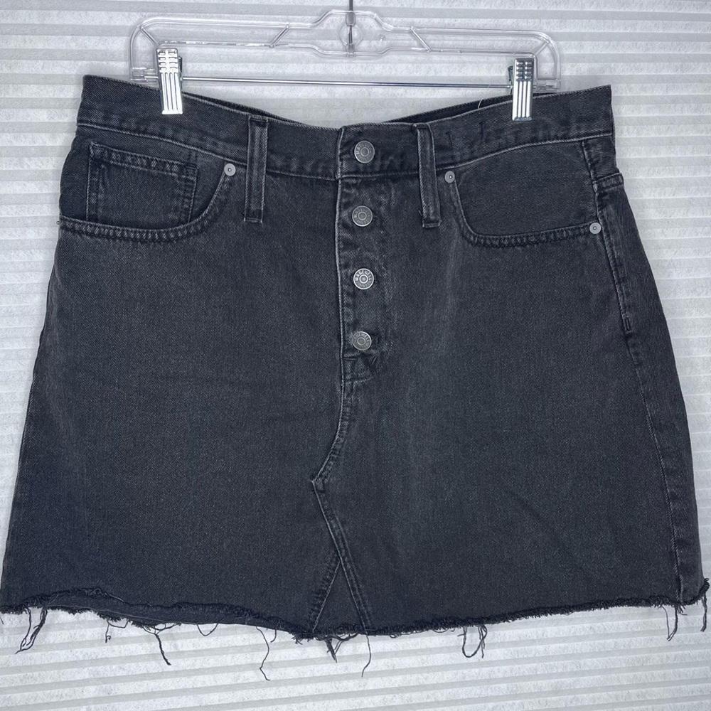 Madewell Rigid Denim A-Line Mini Skirt 32, charcoal off black